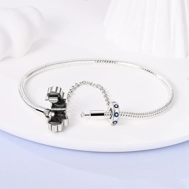 925 Silver Bracelet Four-Leaf Clover with Green Zirconia
