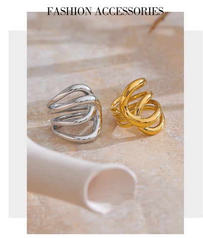Geometric Stainless Steel Ring, ELEGANT