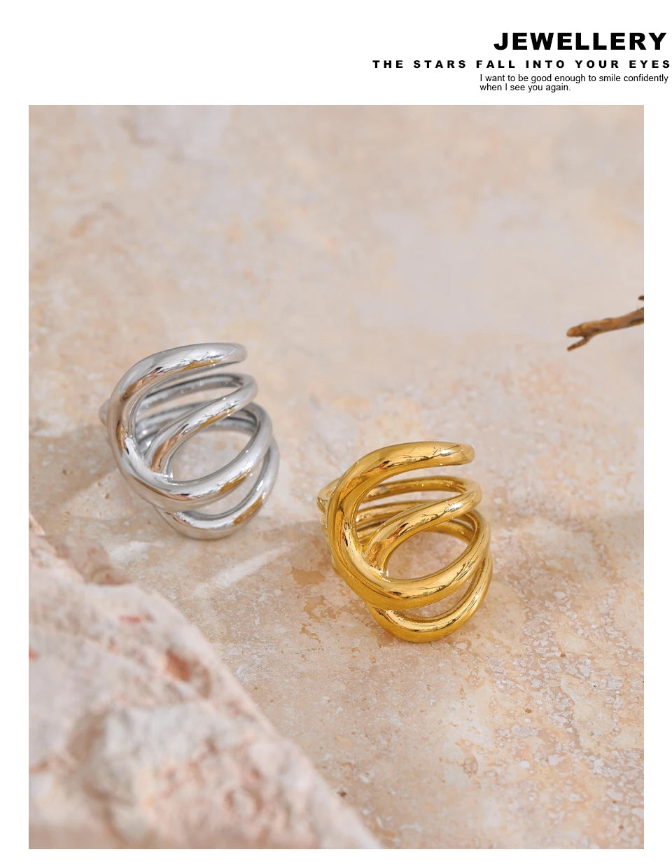 Geometric Stainless Steel Ring, ELEGANT