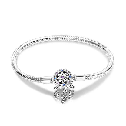 925 Silver Bracelet Four-Leaf Clover with Green Zirconia