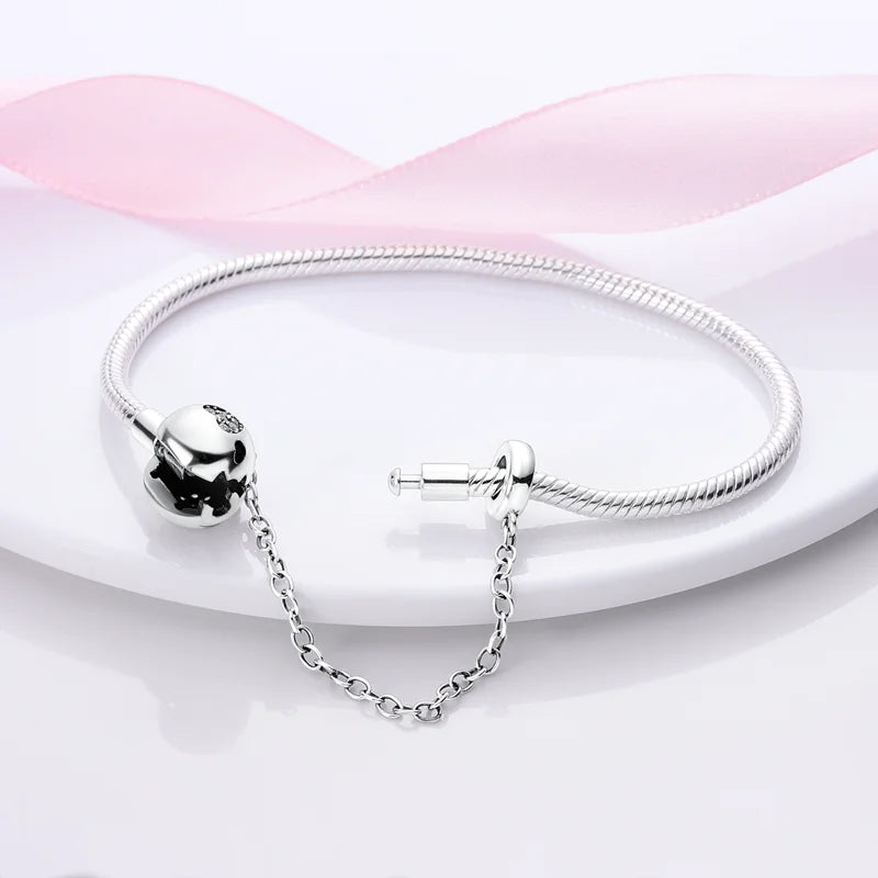 925 Silver Bracelet Four-Leaf Clover with Green Zirconia