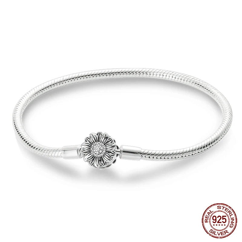 925 Silver Bracelet Four-Leaf Clover with Green Zirconia