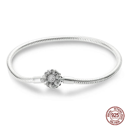 925 Silver Bracelet Four-Leaf Clover with Green Zirconia