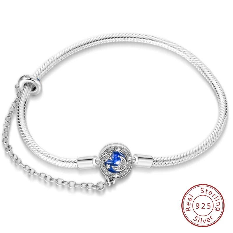 925 Silver Bracelet Four-Leaf Clover with Green Zirconia