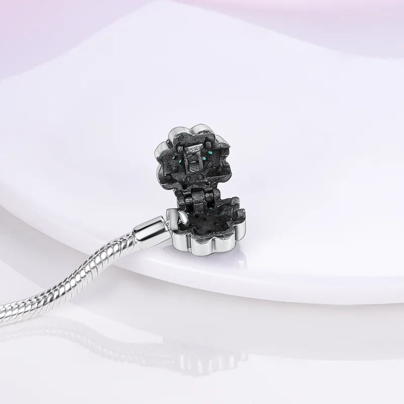925 Silver Bracelet Four-Leaf Clover with Green Zirconia