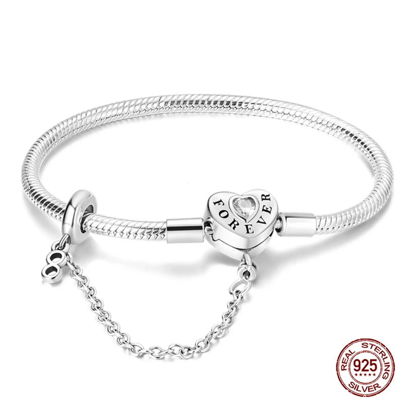 925 Silver Bracelet Four-Leaf Clover with Green Zirconia