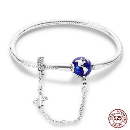 925 Silver Bracelet Four-Leaf Clover with Green Zirconia