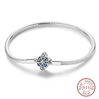 925 Silver Bracelet Four-Leaf Clover with Green Zirconia