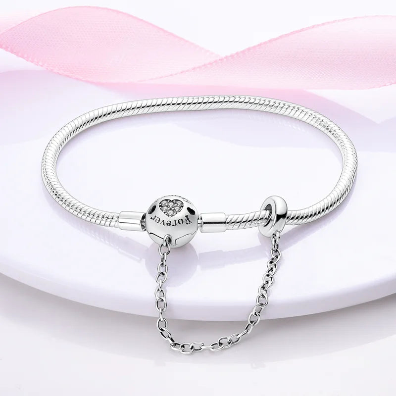 925 Silver Bracelet Four-Leaf Clover with Green Zirconia